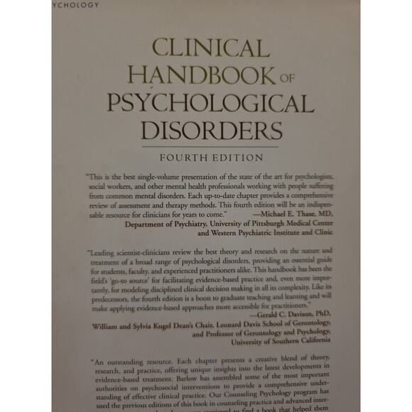 Clinical Handbook of Psychological Disorders: A Step-By-Step Treatment Manual - Picture 4 of 16